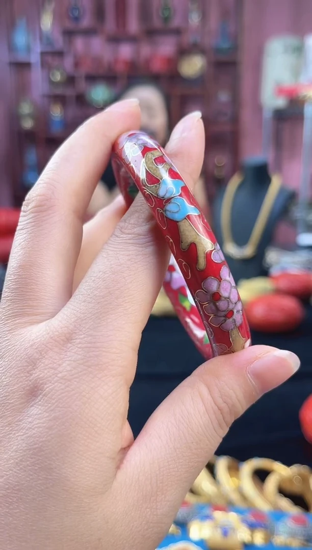 非遗技艺 景泰蓝手镯 55-60 红色
