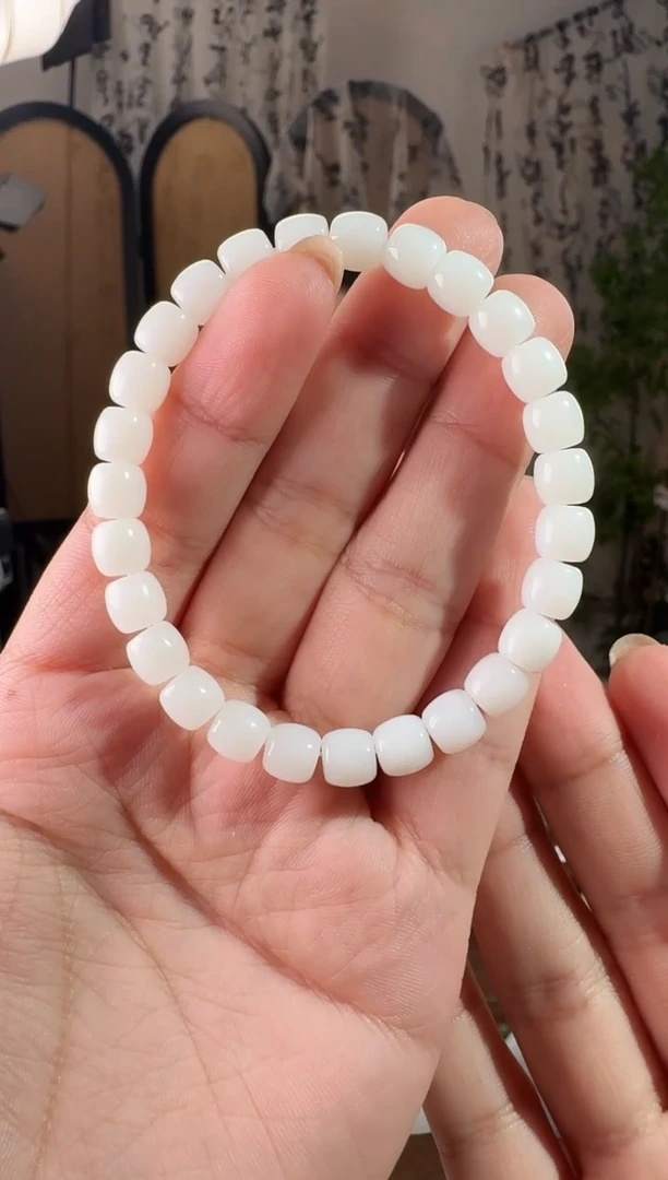 未镶嵌手串和田玉白玉直切手串 7mm+