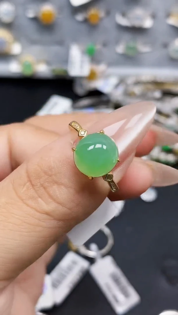 银S925镶嵌戒指翡翠3202