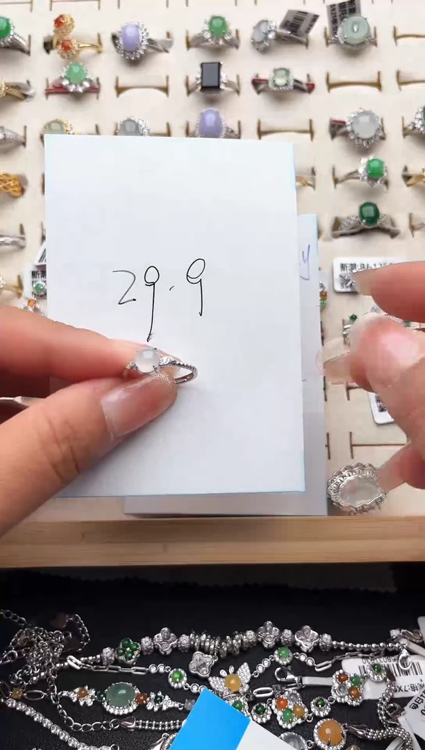 【闪购商品】翡翠戒指银S925镶嵌缅甸天然A货翡翠S925银镶嵌