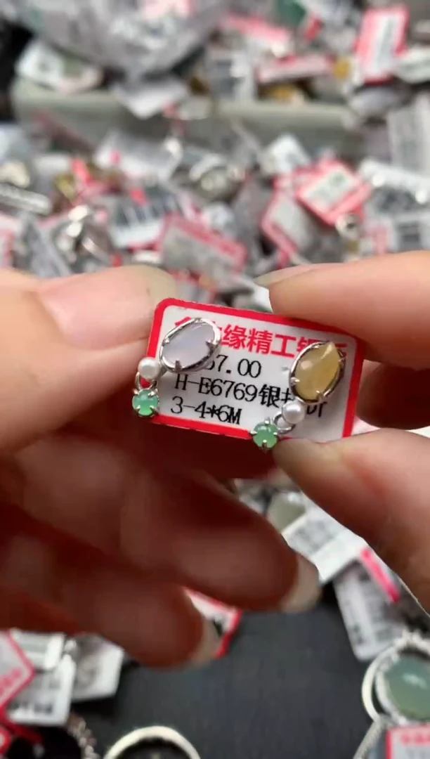 银S925镶嵌戒指翡翠天然A货缅甸翡翠