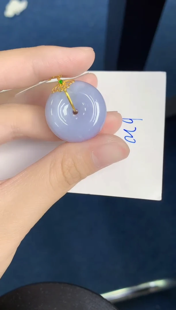 翡翠18K金镶嵌颈饰天然翡翠緬甸A貨