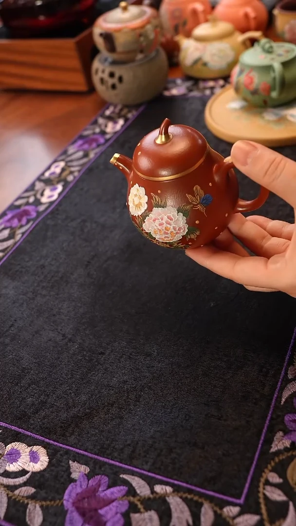 茶壶紫砂牡丹洒金梨