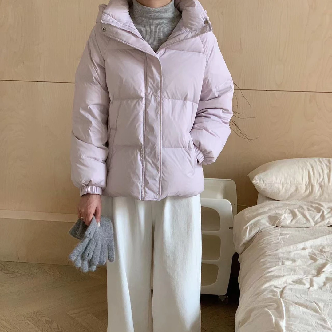 2025反季特价短款羽绒服女帽子可脱卸宽松保暖韩版百搭白鸭绒外套