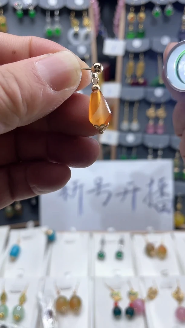 【闪购商品】玛瑙/玉髓耳钉合金水滴玛瑙9