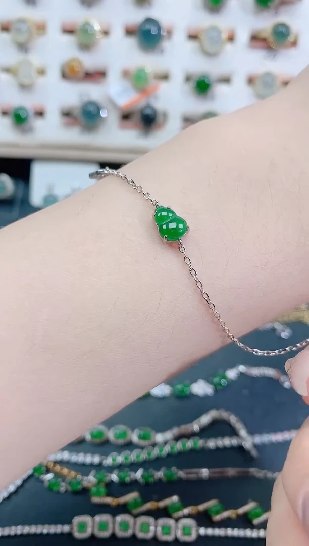 银S925镶嵌手链翡翠天然翡翠