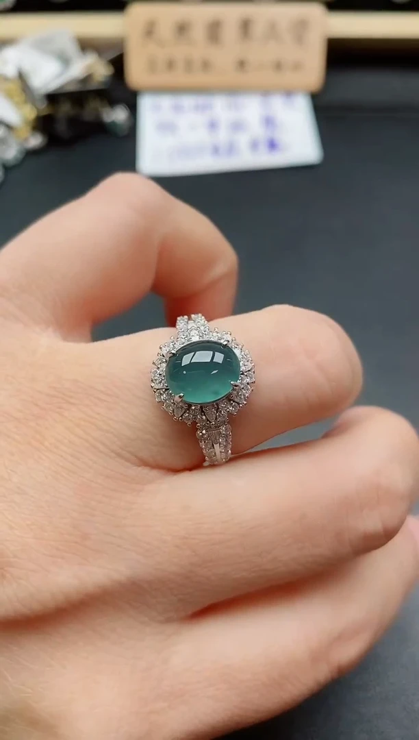 银S925镶嵌戒指翡翠1