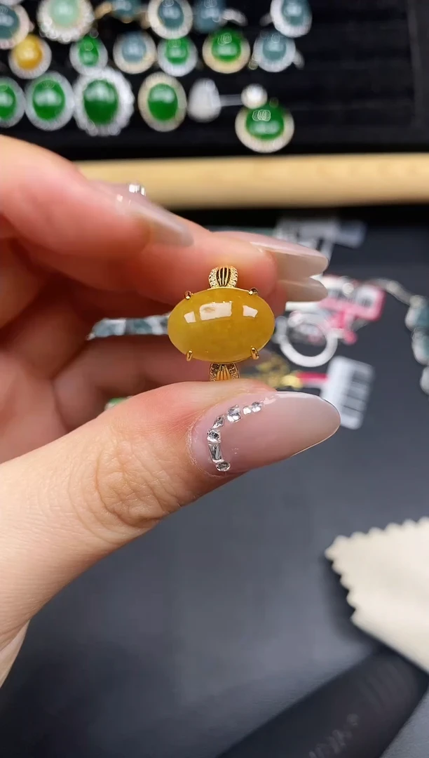 银S925镶嵌戒指翡翠27385