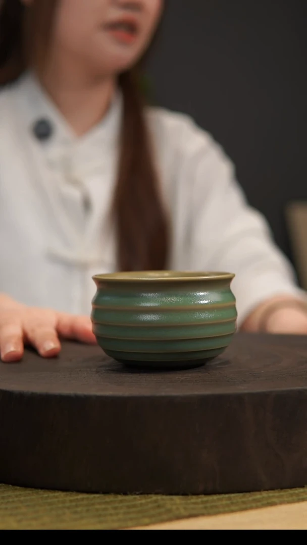 杯子炫纹钱袋杯  汝州原产地  原矿老釉