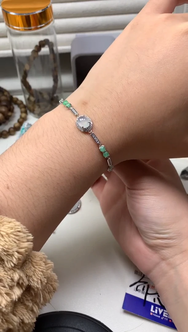 银S925镶嵌戒指翡翠手链1