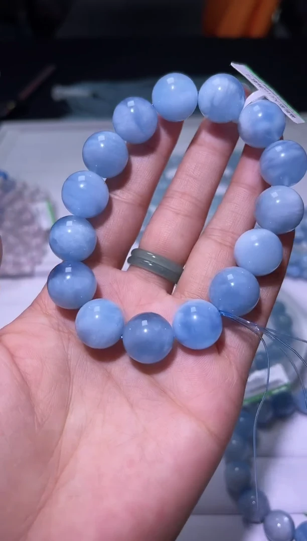 1海蓝宝石（处理）J023-14mm海蓝宝单圈-多样性发其一