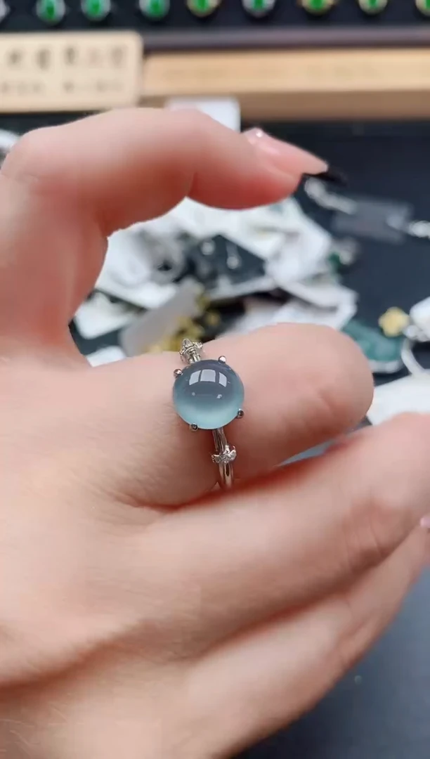 银S925镶嵌戒指翡翠1