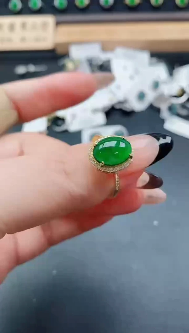 银S925镶嵌戒指翡翠1