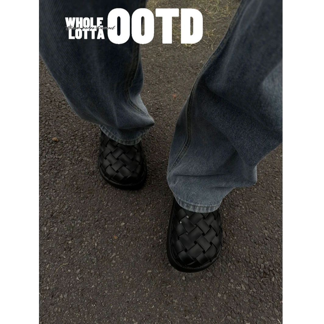 夏季新款编织EVA男士包头拖鞋厚底博肯鞋一脚蹬懒人拖男鞋