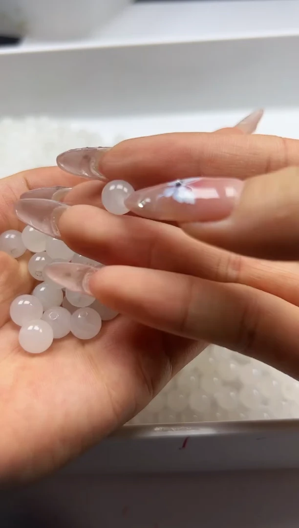 和田玉未镶嵌颈饰w794和田*羊脂白8mm*20颗