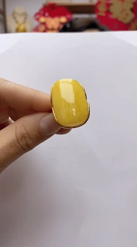 【闪购商品】琥珀裸石银S925镶嵌蜜蜡戒指