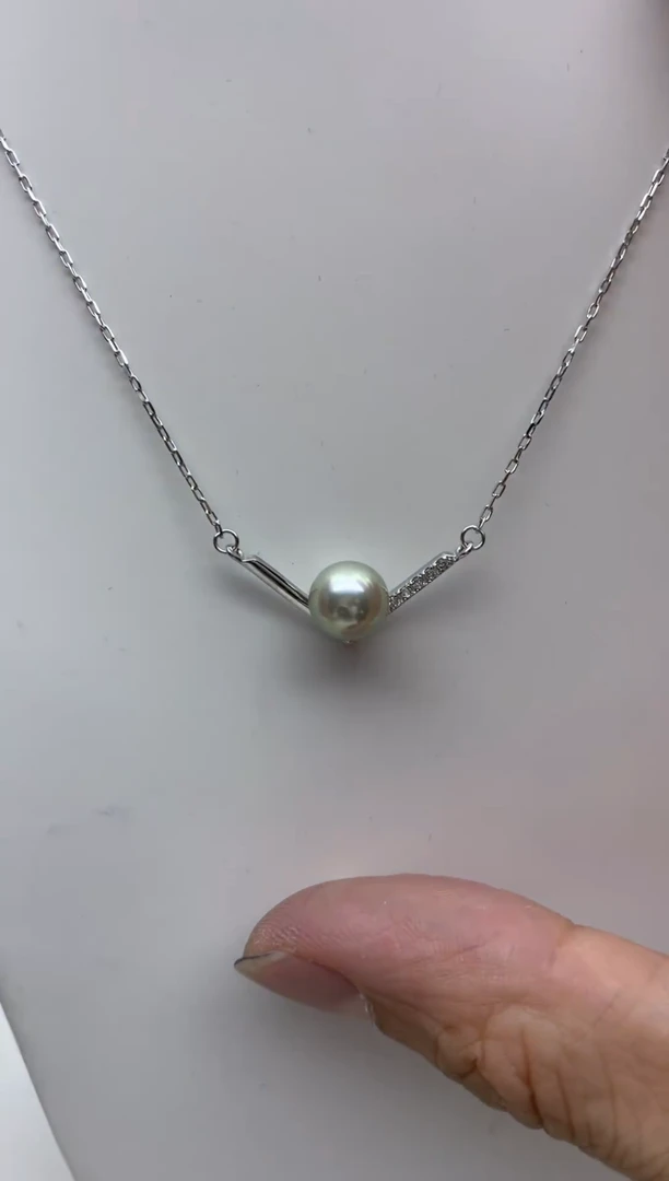 银S925镶嵌FF海水珍珠灰珠吊坠（赠链）h025