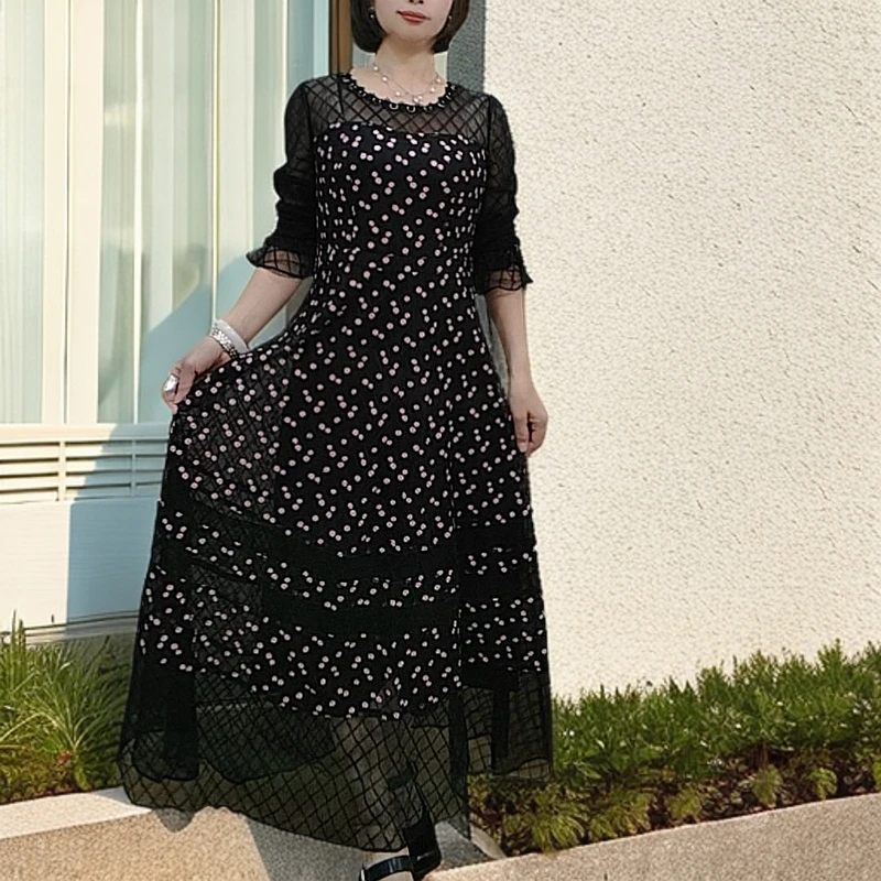 气质优雅原创设计连衣裙长袖显瘦