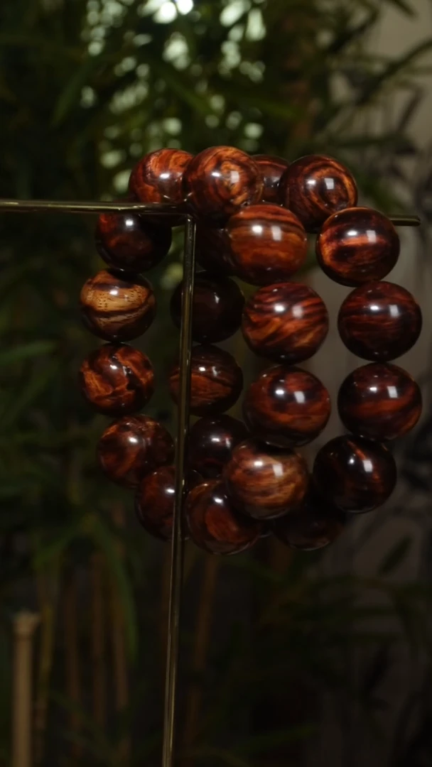 黄花梨/降香黄檀手串/手链海南黄花梨2.0cm彩金手串