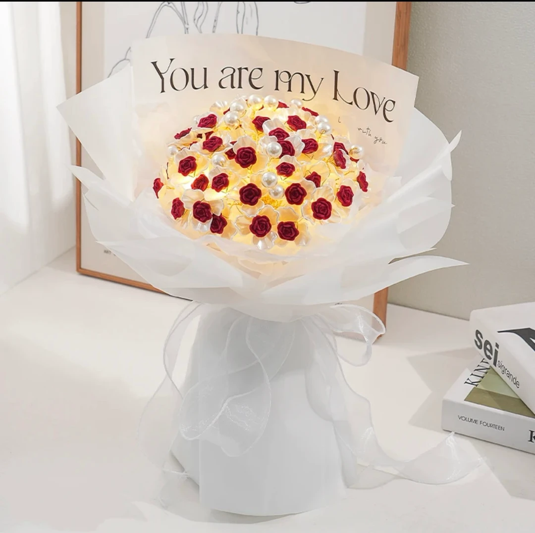 38女神节礼物红丝绒玫瑰手工diy花束手捧花材料包闺蜜女友创意