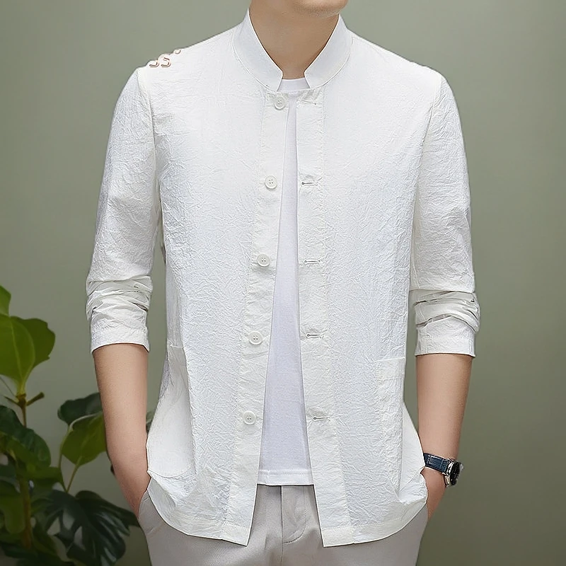 MORNYMOSS/默尼密司防晒衣男夏薄款立领冰丝皮肤衣透气中山装外套