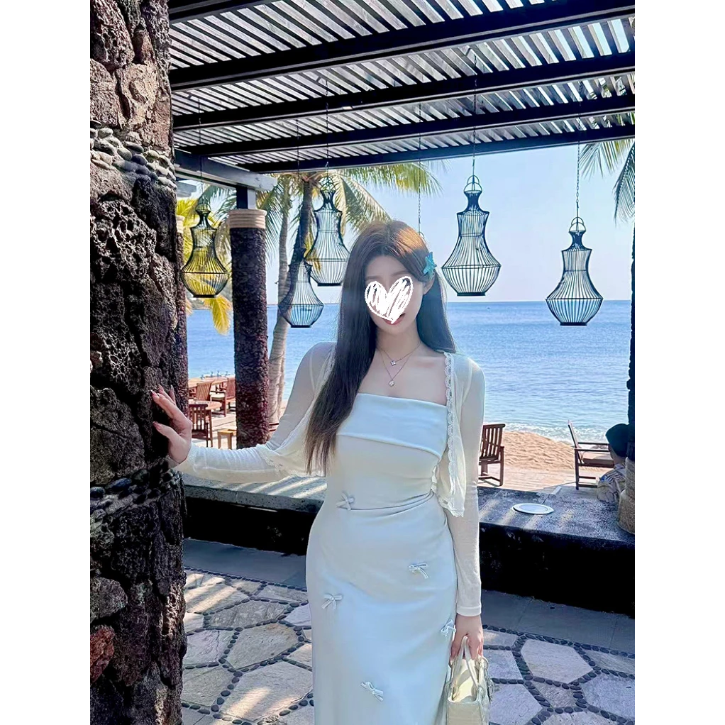 温与柔【花漾心结】气质高腰显瘦蝴蝶结连衣裙初春御姐时尚套装裙