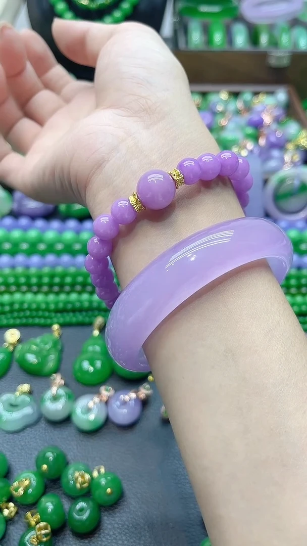 颈饰未镶嵌翡翠8mm紫单珠手串