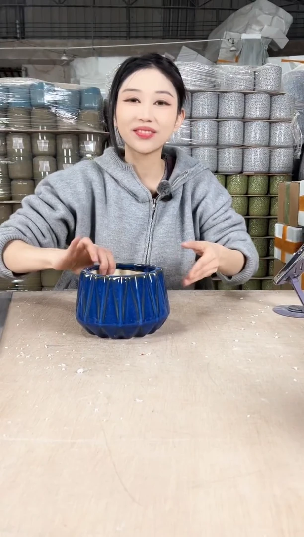 【闪购商品】陶瓷南瓜蓝花釉小号15x11
