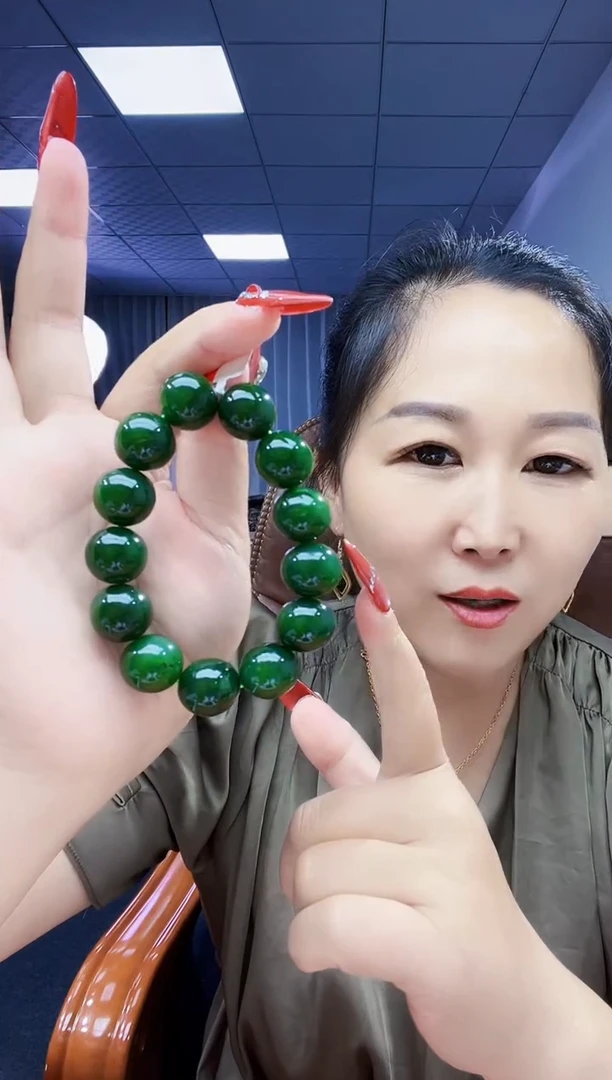 手串未镶嵌和田玉纯天然和田玉俄碧5号矿菠菜绿16