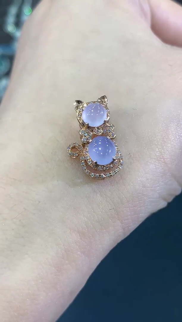 吊坠(不含链)18K金镶嵌翡翠B79 紫货有色差