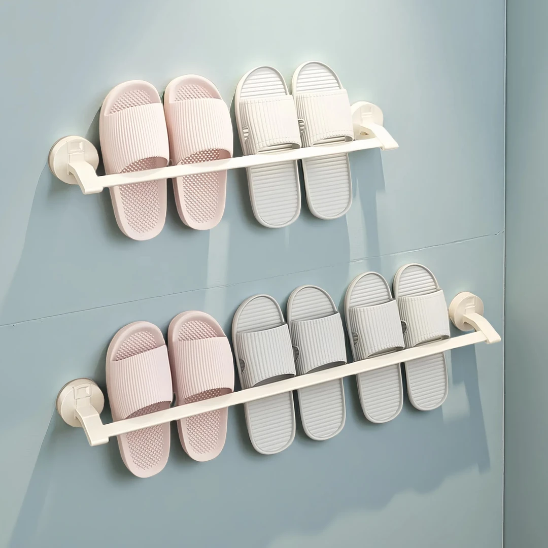 【太空铝】吸盘奶白拖鞋架卫生间免打孔壁挂置物架浴室沥水挂架收纳