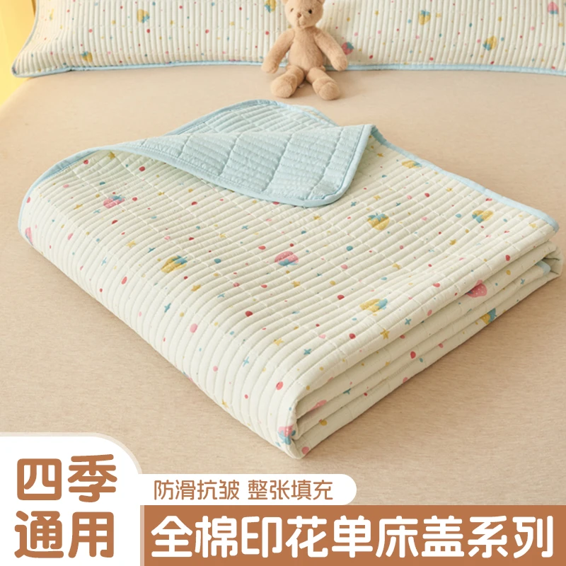 【猫人】纯棉印花床盖新款家用双人榻榻米床铺盖单件四季通用