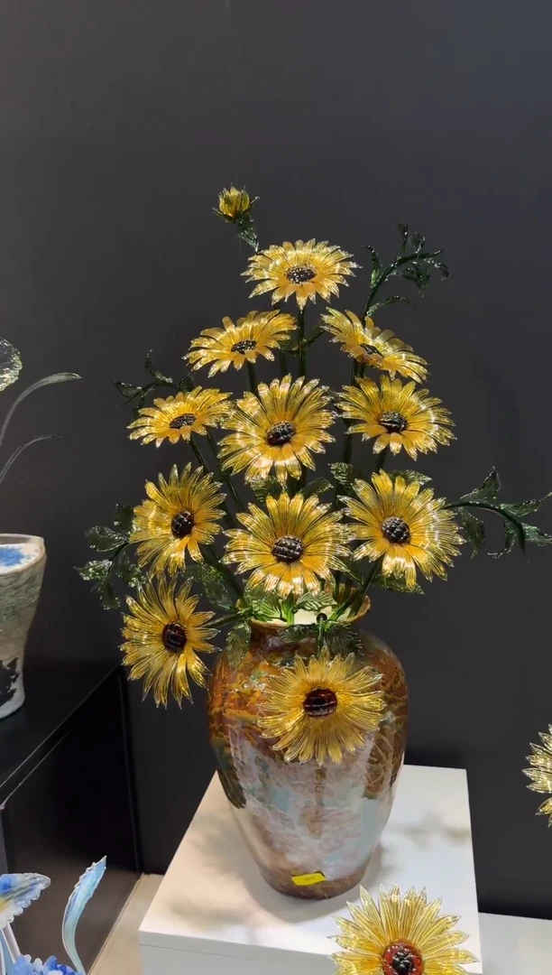 琉璃手工艺品十二头向日葵闪009