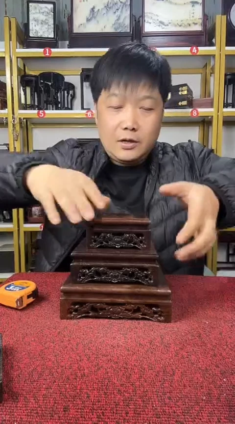 木非洲黑檀莲花正方底座10/13/16CM