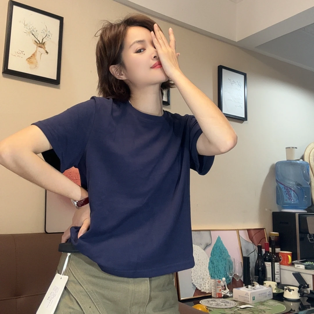 秋季新款丝滑云雾棉短袖T恤打底少女风修身性感显瘦外穿质感H001
