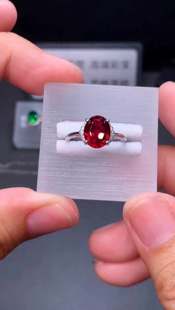 银S925镶嵌戒指红宝石33
