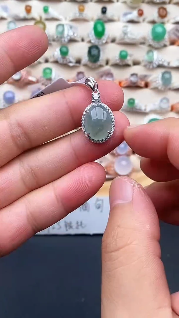 银S925镶嵌戒指翡翠天然翡翠支持复检11   5-5