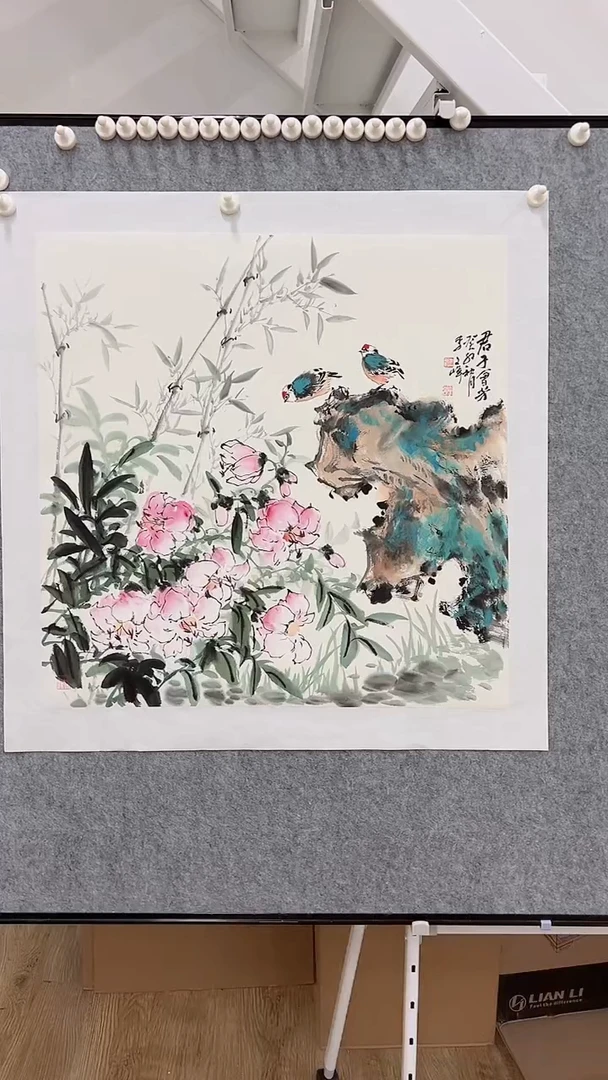 国画李文峰四尺斗方花鸟