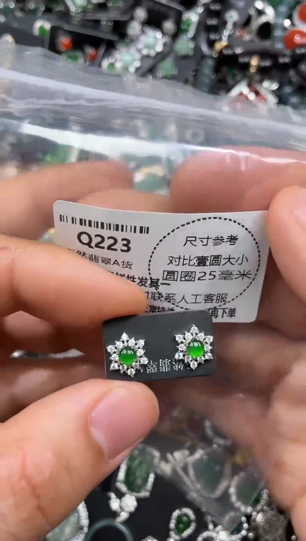 颈饰未镶嵌翡翠Q223耳钉