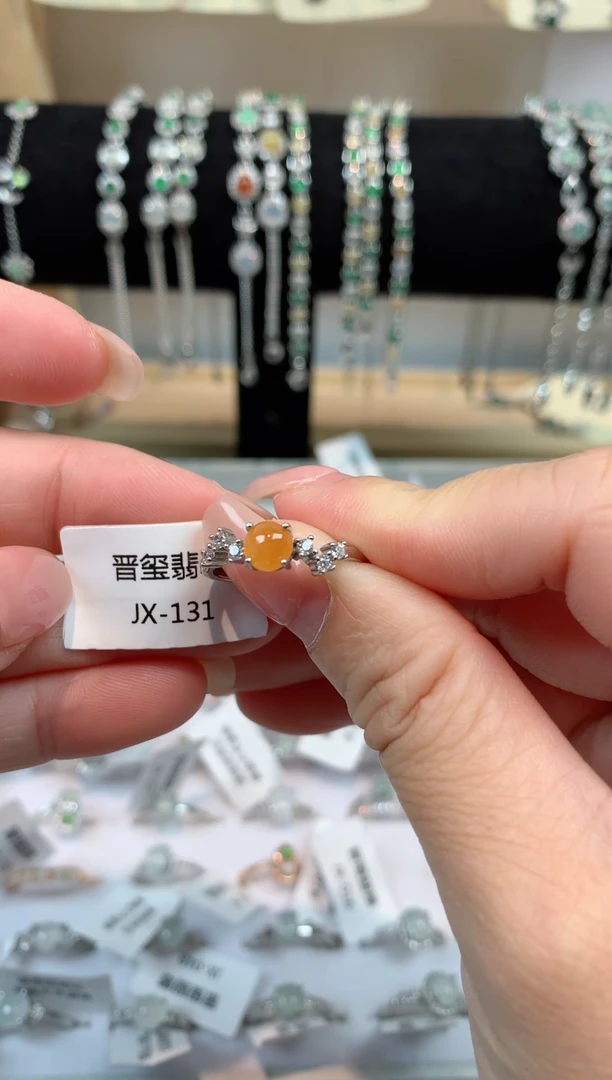 翡翠戒指银S925镶嵌天然A货131
