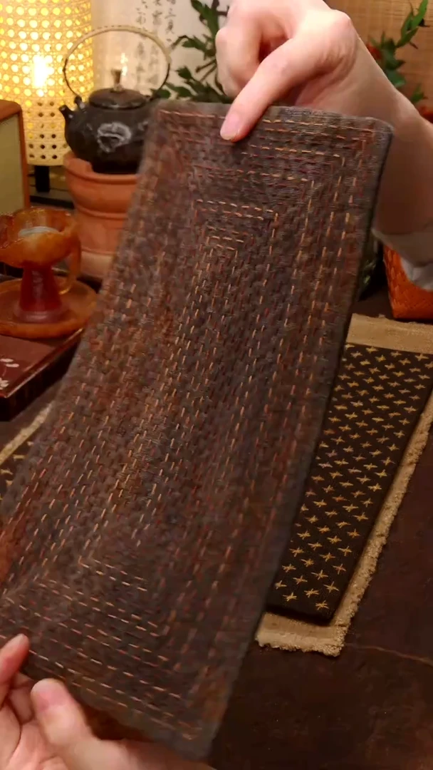 宇*越Cici手作刺子绣柿染壶垫杯030