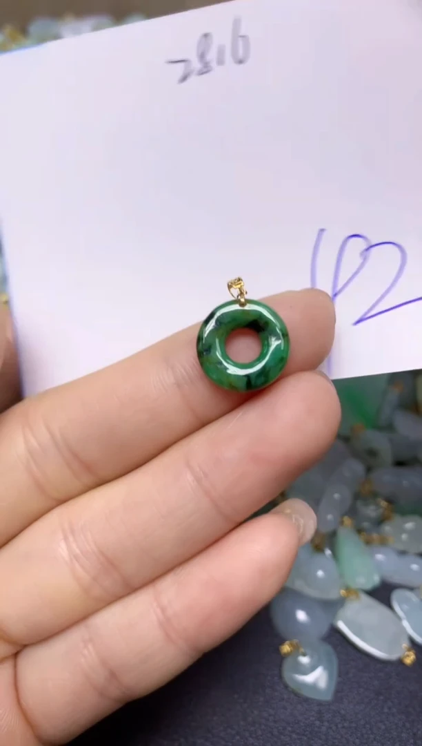 【闪购商品】翡翠挂件18K金镶嵌 天然翡翠A货