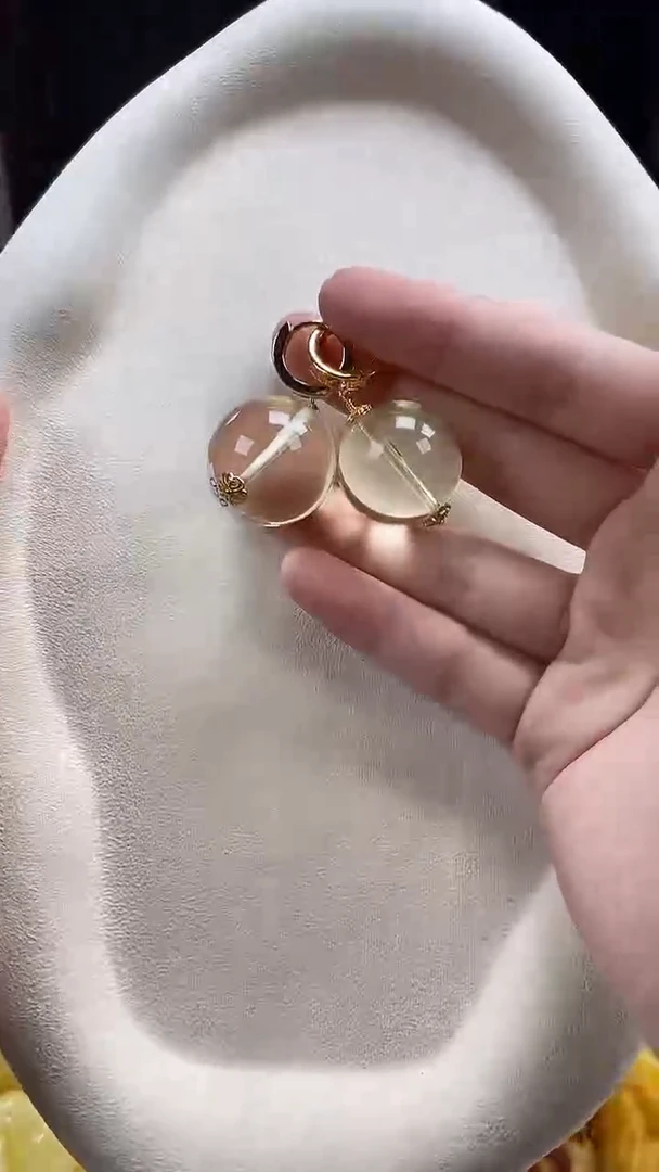 琥珀未镶嵌耳饰耳环