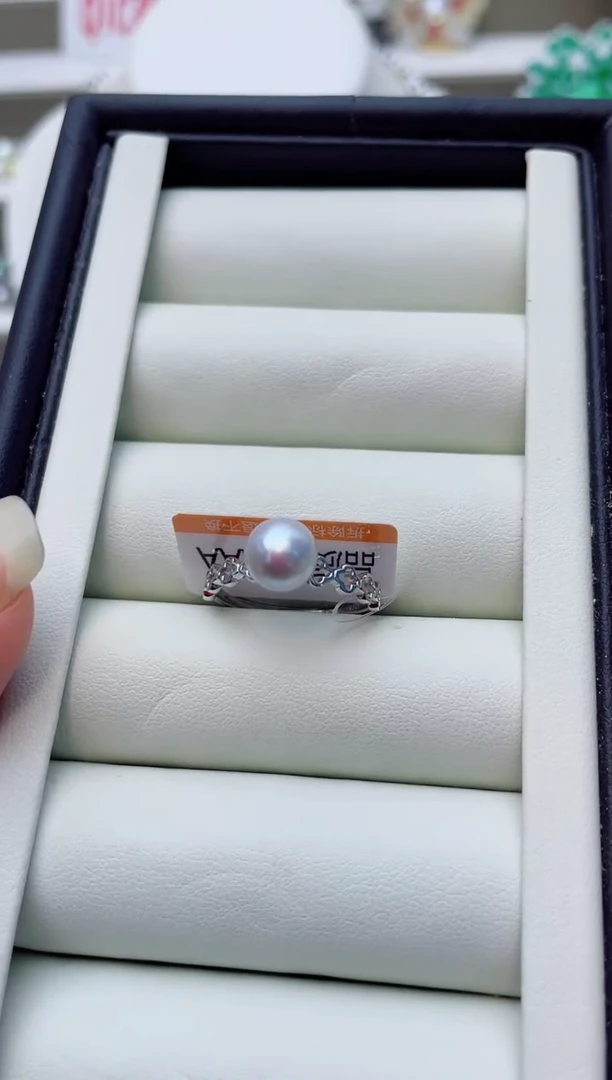 银S925镶嵌戒指海水珍珠w43