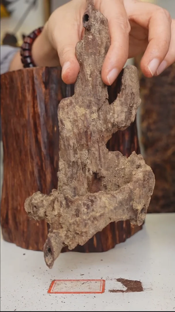 木本降真香海南红降原料随形手把件满油脂土埋料43g