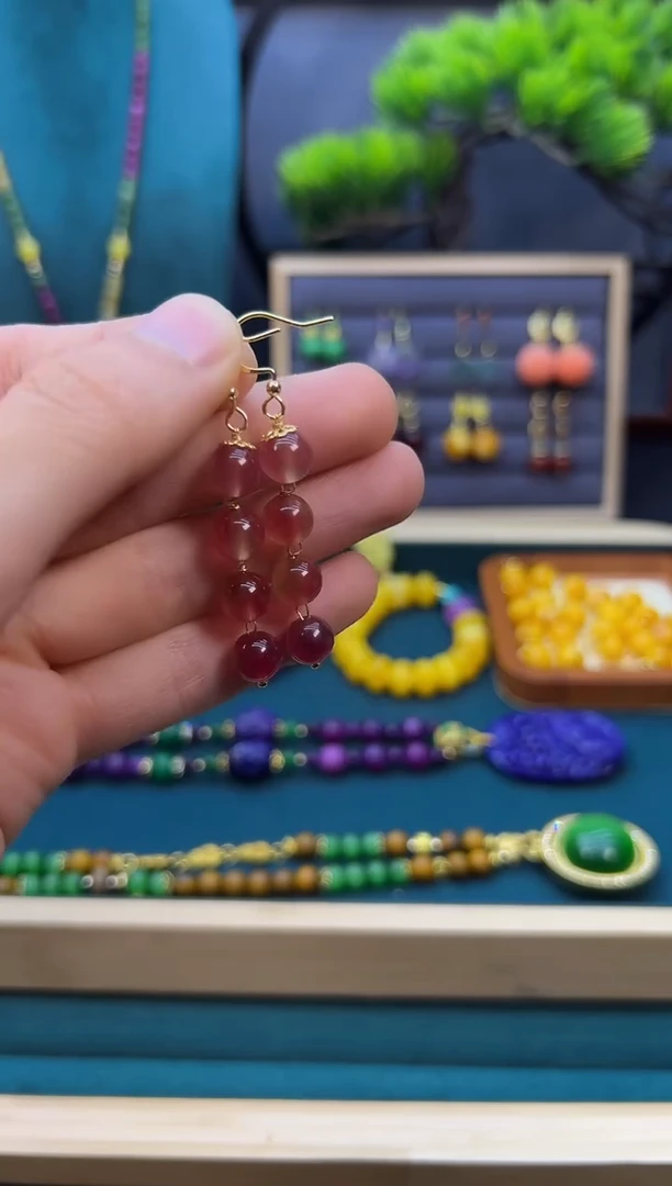 【闪购商品】碧玺发饰14K金镶嵌EEEE