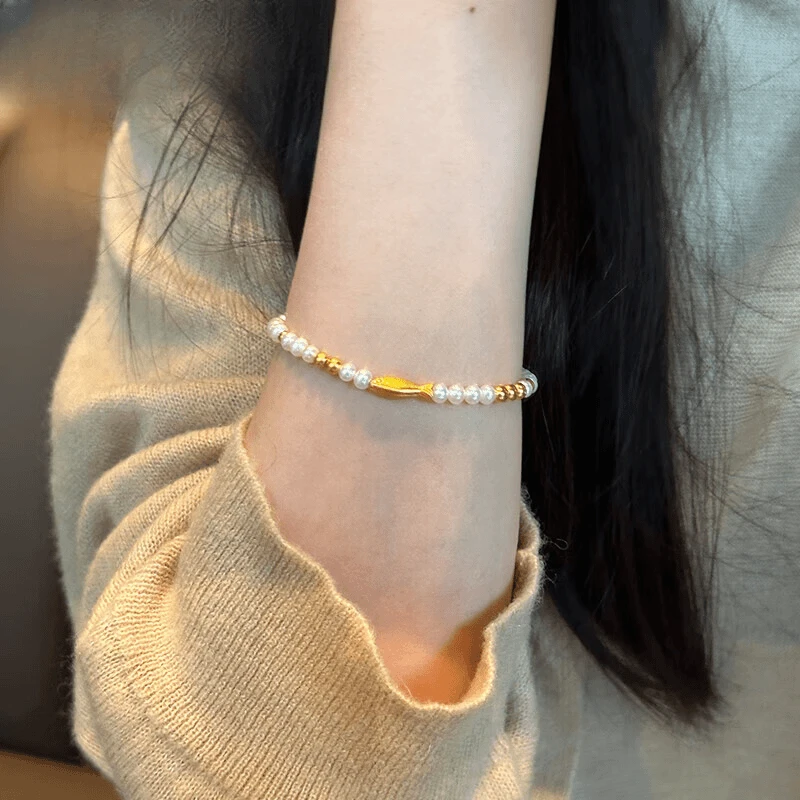 铜合金手链 时尚百搭气质珍珠手链女轻奢小众高级感简约手串手饰