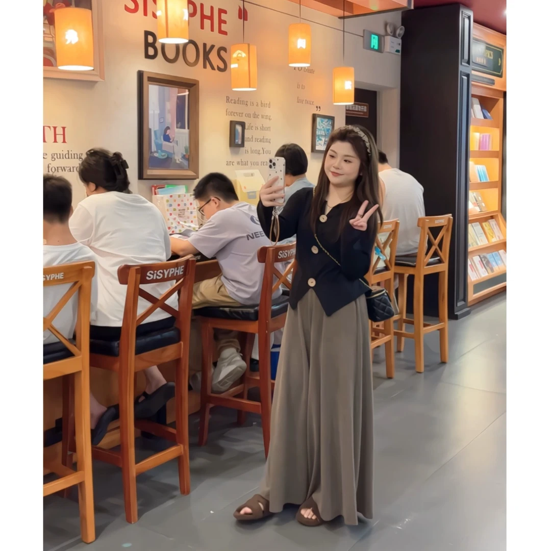 秋装新款爆款大码女装法式时尚气质感修身显瘦收腰绑带长袖上衣