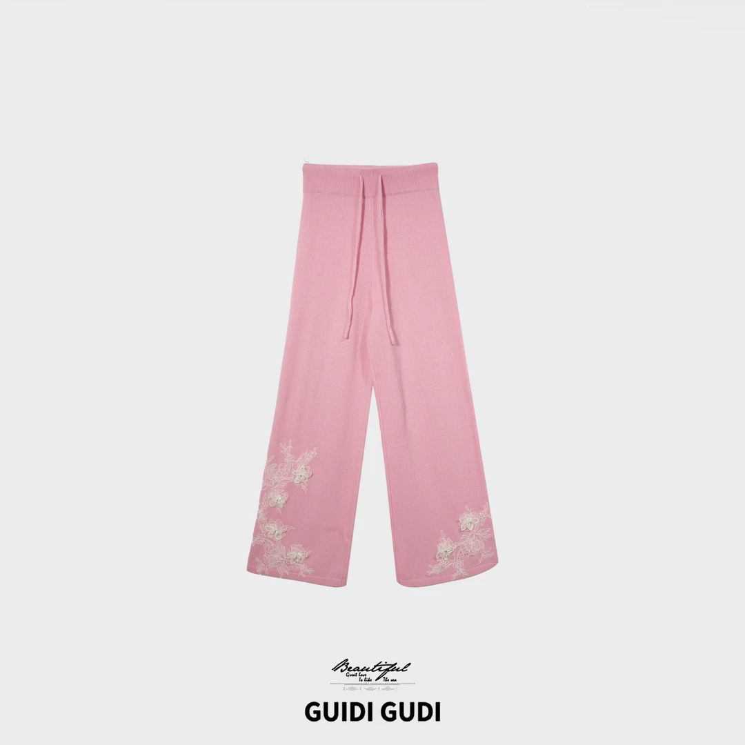 GUIDI GUDI【乐无忧】韩系秋冬氛围感设计款绵羊毛休闲裤/黄加蓝