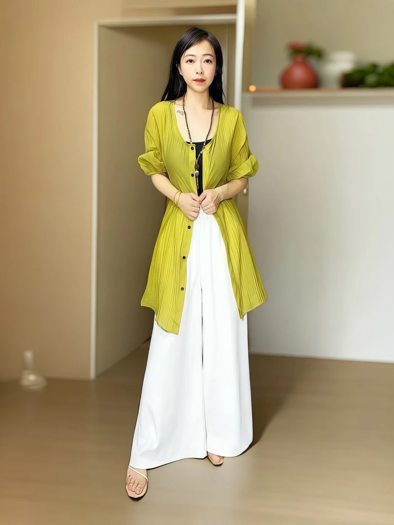 气质时尚设计师休闲休闲优雅中式宽松衬衫321（浅绿色）